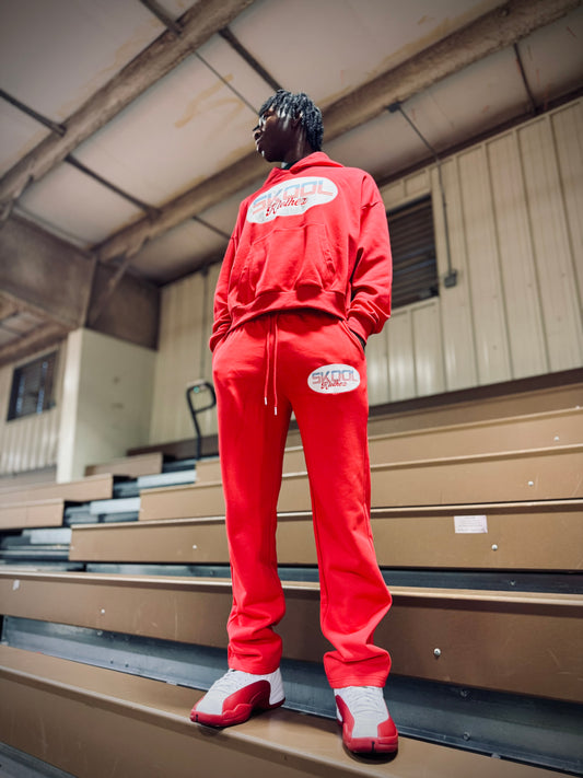 Red Skool Klothez Joggers – Streetwear Sweatpants with Logo Design
