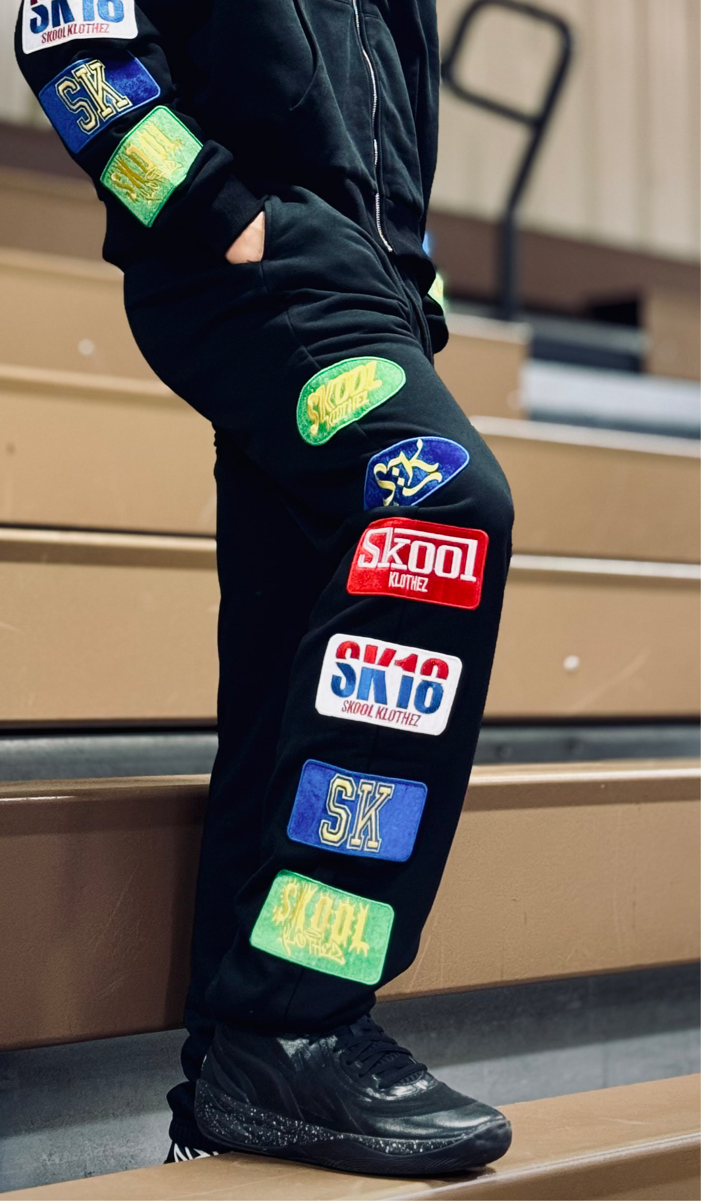 Patchwork Joggers – Streetwear Pants with Embroidered Patches