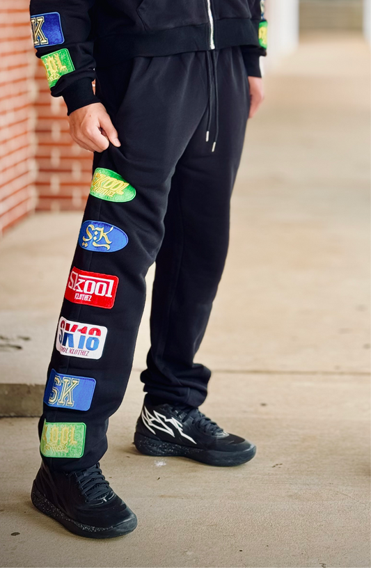Patchwork Joggers – Streetwear Pants with Embroidered Patches