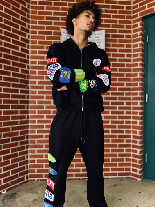 Patchwork Zip-Up Hoodie – Oversized Streetwear Jacket with Embroidered Patches